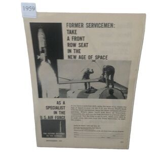 Vintage 1959 US Air Force Front Tow Seat In The Space Age Ad Advertisement